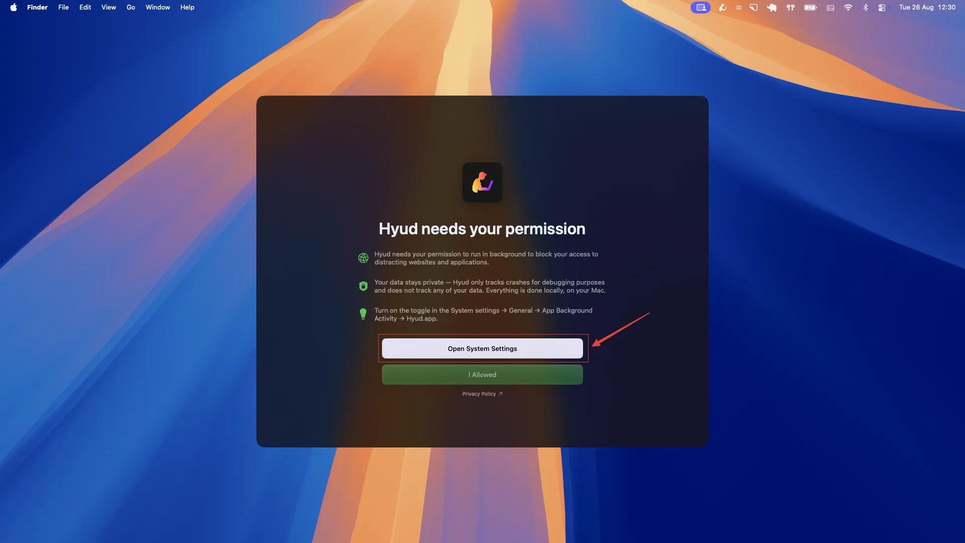 The first step of the tutorial: opening the system settings of the Mac.